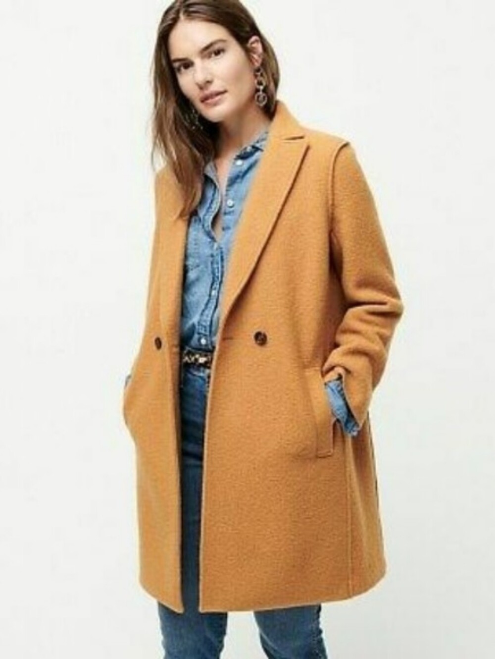 J. Crew Daphne Topcoat Camel Brown Italian Boiled Wool Classic Car Coat Size 6